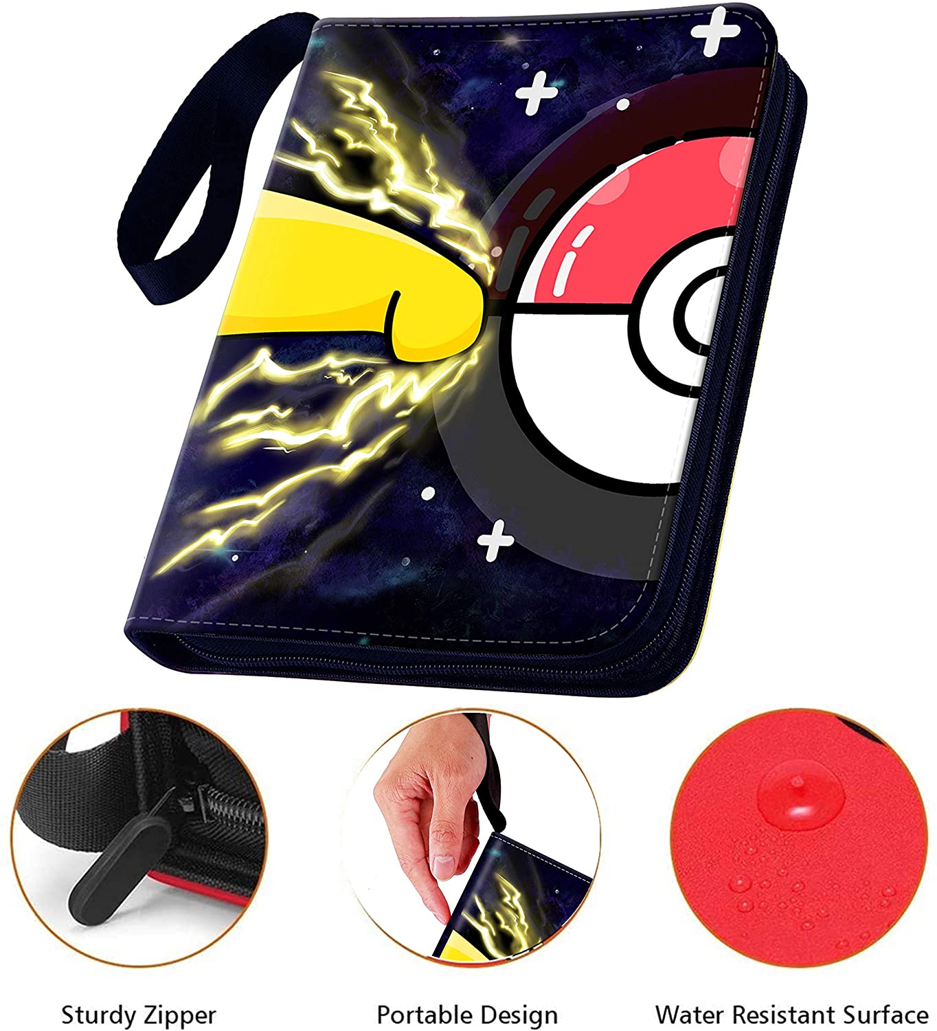 Tiokkss Trading Card Binder with Sleeves, Card Collectors Album with 50 Premium 4-Pocket Pages, Holds Up to 400 Cards, Carrying Case Binder Book Folder Organizer for Boys and Girls (Black)