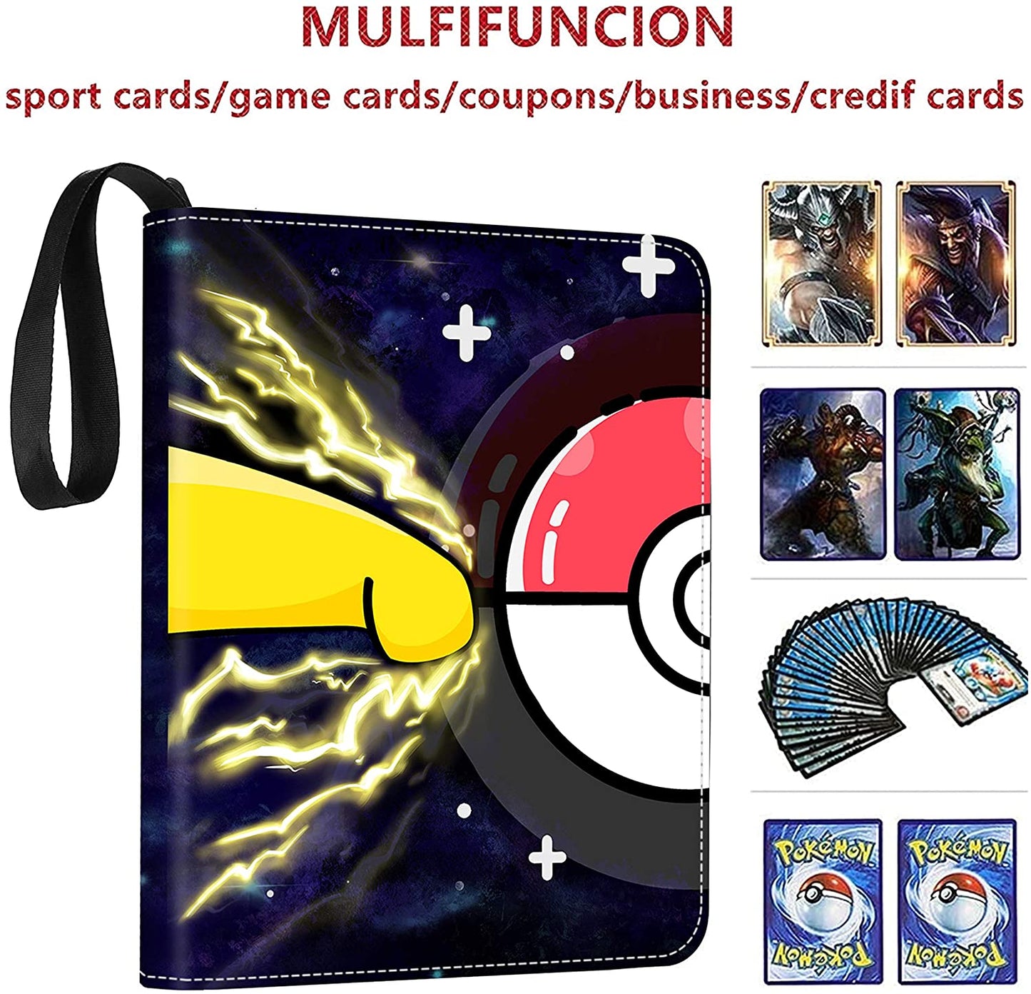 Tiokkss Trading Card Binder with Sleeves, Card Collectors Album with 50 Premium 4-Pocket Pages, Holds Up to 400 Cards, Carrying Case Binder Book Folder Organizer for Boys and Girls (Black)