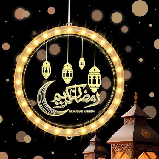 Tiokkss 3D Hanging Ramadan Decorations LED Night Lights Ramadan Festival Room Decoration Ornaments and Eid Decoration Lights Party Decor (Design A)