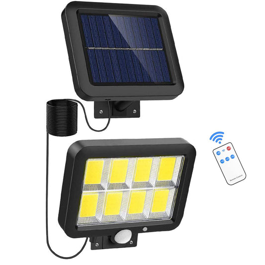 Tiokkss Solar Light Outdoor, 160 COB LED Wired Motion Sensor Security Flood Light with 16.4Ft Cable, Adjustable 3 Modes, IP65 Waterproof Wall Lights for Garage Garden Yard(1 Pack)